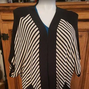 Chicos  sz 2 (L) Travelers Women's Cardigan Sweater Size Black White Gold